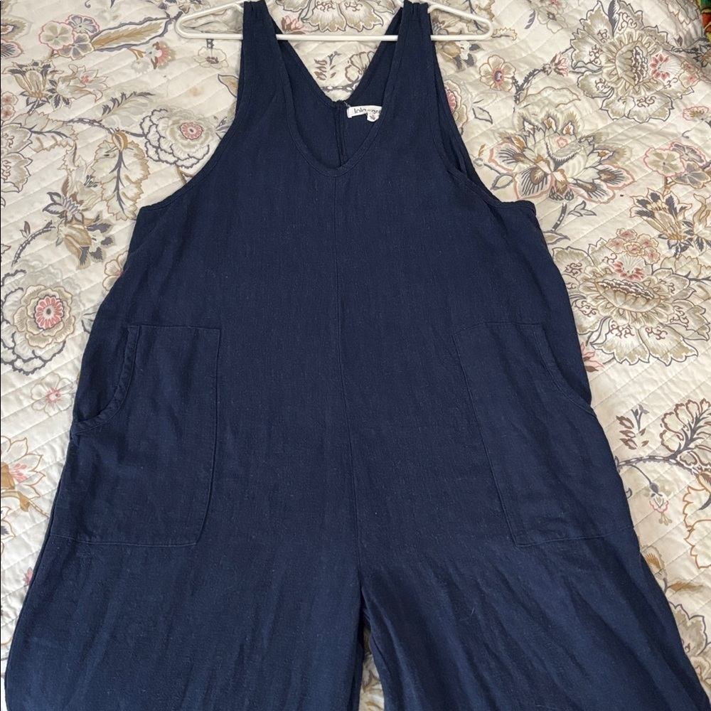 Vintage Sleeveless Blue Super Wide Leg Jumpsuit - Picture 4 of 6